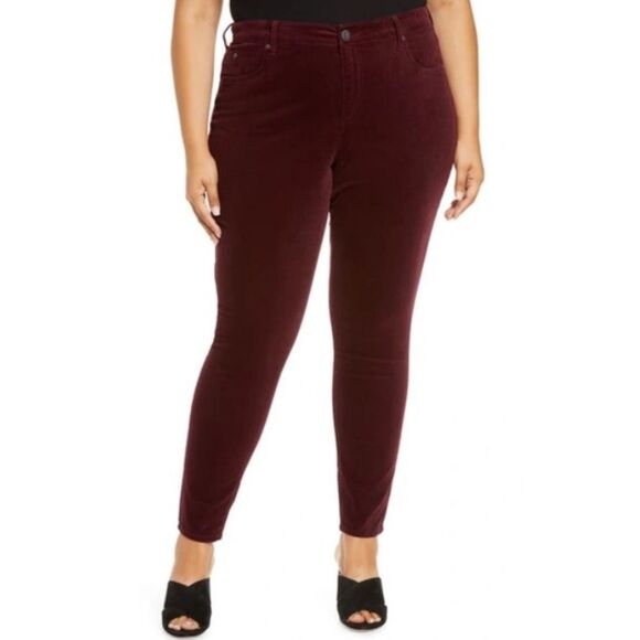Kut From The Kloth Diana Wine Corduroy Skinny Pants Stretch Cotton Blend Sz 16 - Picture 1 of 12